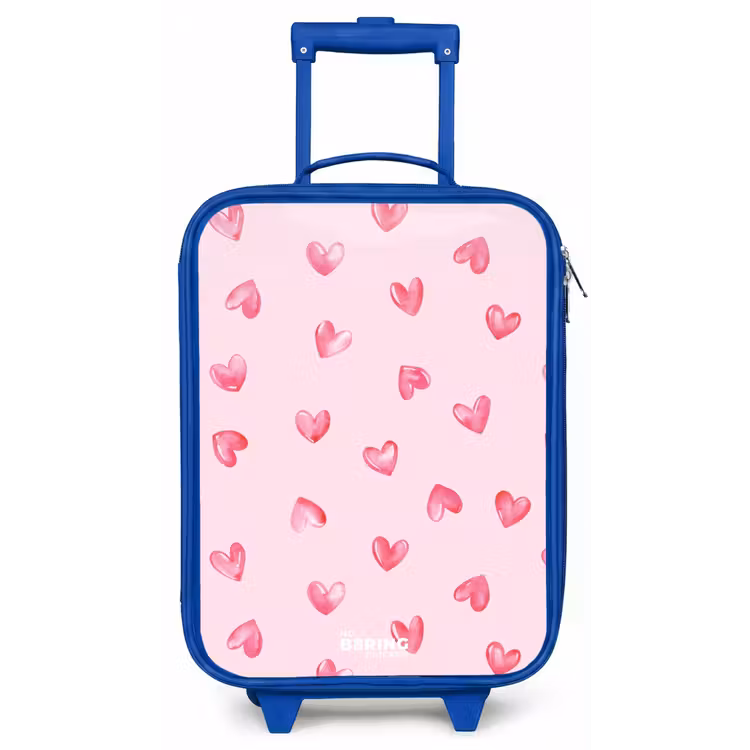 Roze hartjes Kinderkoffer - Blauw klein -zz3dotto