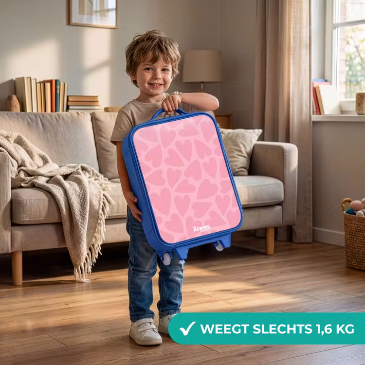 Roze hartjes patroon Kinderkoffer - Blauw klein -sfeer2_NL