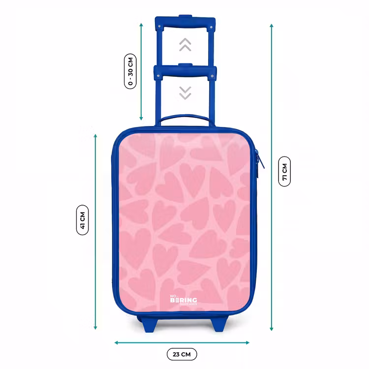 Roze hartjes patroon Kinderkoffer - Blauw klein -productfoto_formaten