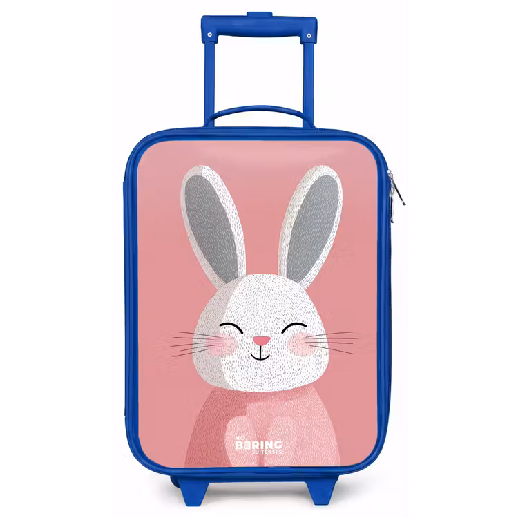 Roze - Konijn - Glimlach - Illustratie Kinderkoffer - Blauw klein -zz3dotto