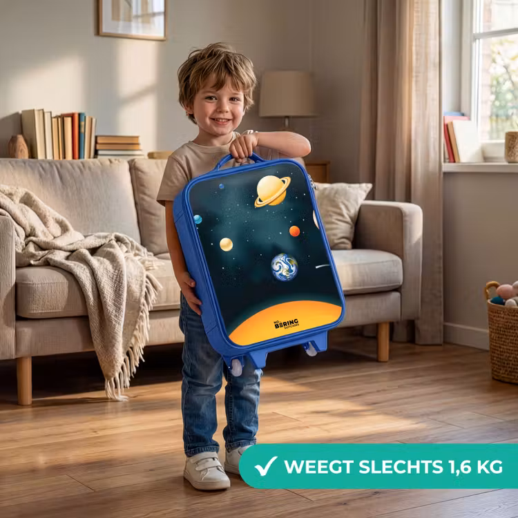 Ruimte met planeten Kinderkoffer - Blauw klein -sfeer2_NL