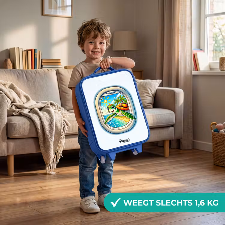 Schildpad bij een tropisch strand Kinderkoffer - Blauw klein -sfeer2_NL