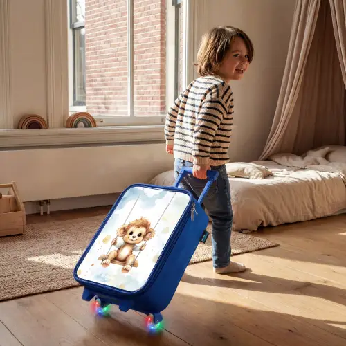 Schommelend aapje van waterverf Kinderkoffer - Blauw klein -sfeer1