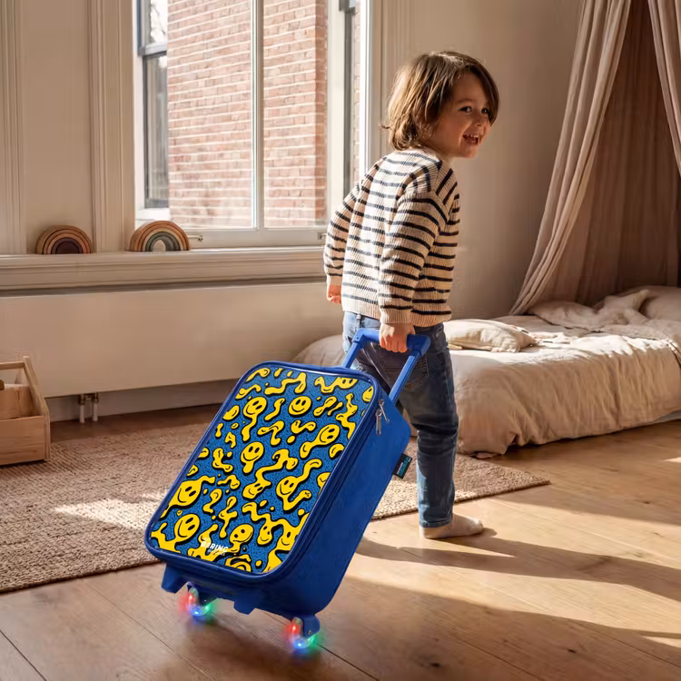 Smiley - Blauw - Geel Kinderkoffer - Blauw klein -sfeer1