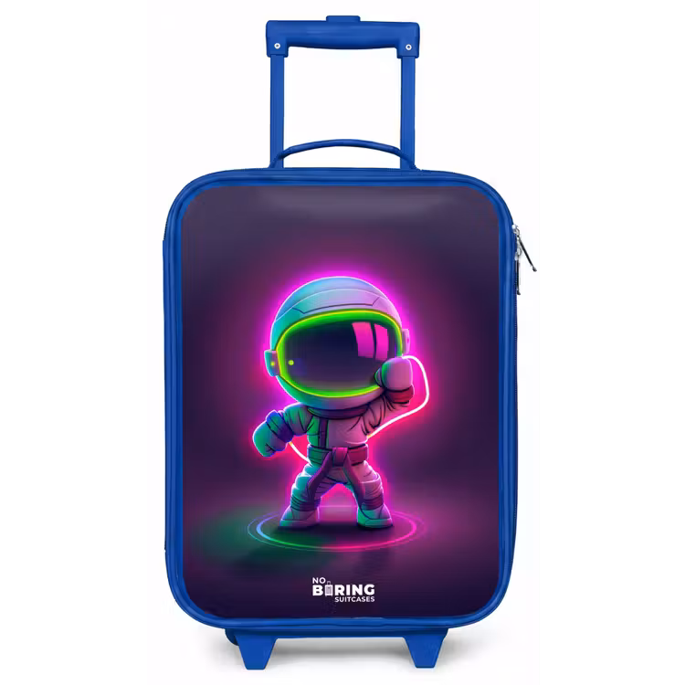 Space karate neon Kinderkoffer - Blauw klein -zz3dotto