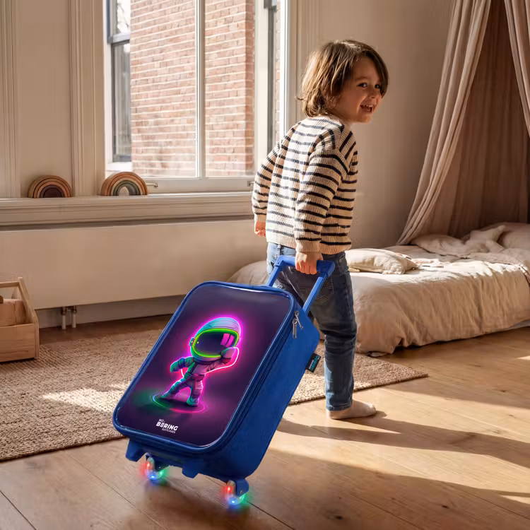 Space karate neon Kinderkoffer - Blauw klein -sfeer1