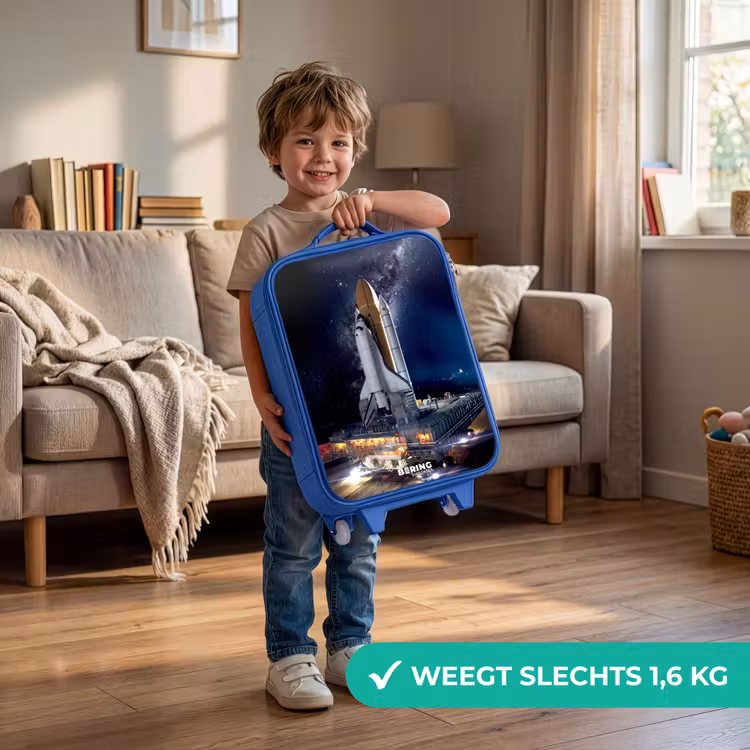 Spaceshuttle die kan opstijgen Kinderkoffer - Blauw klein -sfeer2_NL