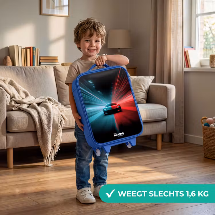 Sportwagen - Lichtstralen - Neon - Blauw Kinderkoffer - Blauw klein -sfeer2_NL