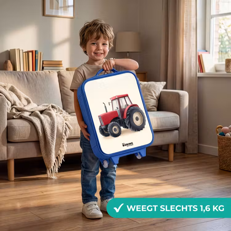 Tractor - Getekend - Rood Kinderkoffer - Blauw klein -sfeer2_NL