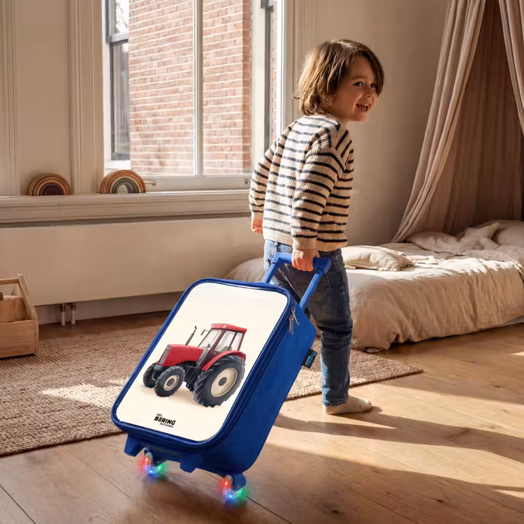 Tractor - Getekend - Rood Kinderkoffer - Blauw klein -sfeer1