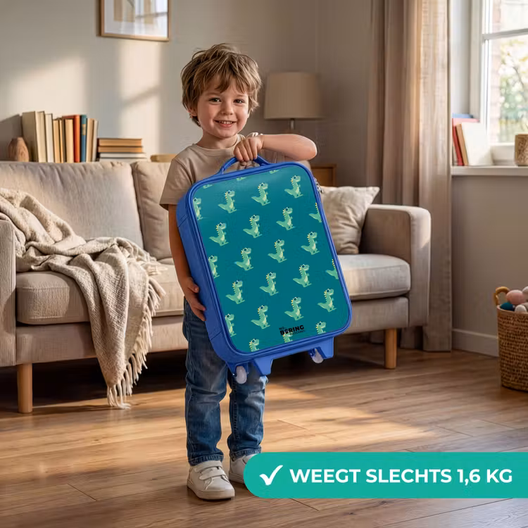 Tyranosaurus specs Kinderkoffer - Blauw klein -sfeer2_NL