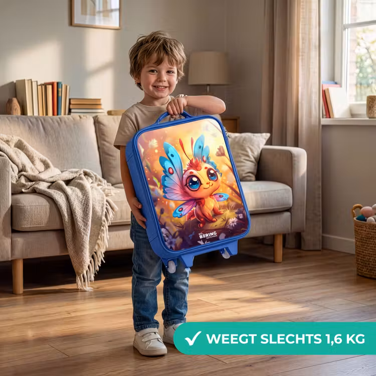 Valerio vlinderachtig Kinderkoffer - Blauw klein -sfeer2_NL