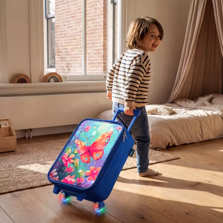 Verbluffende vlinder Kinderkoffer - Blauw klein -sfeer1