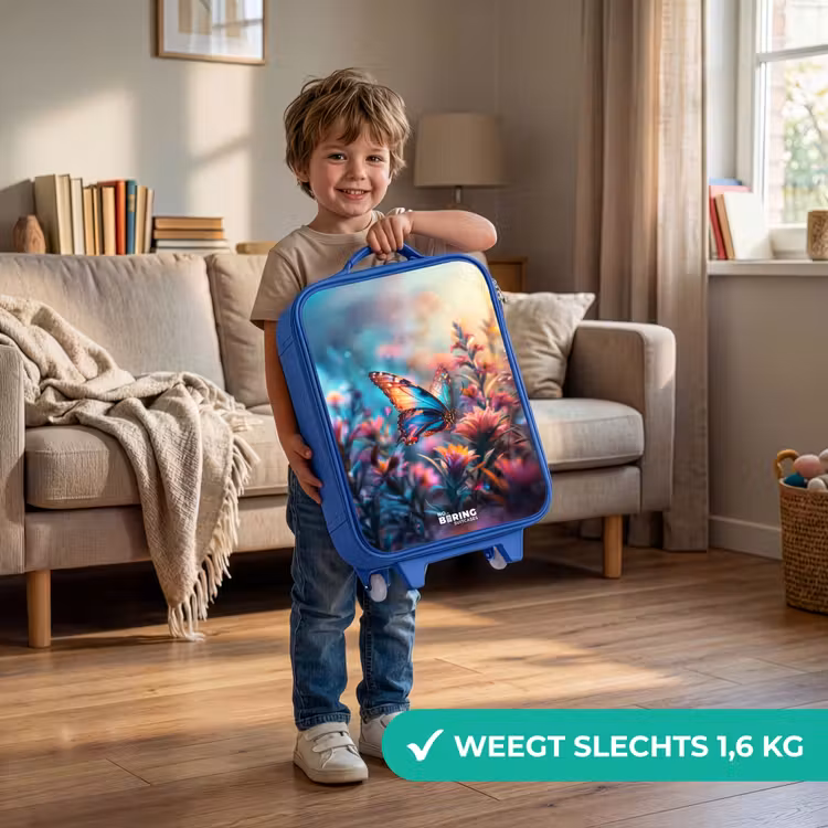 Vlinder flowers Kinderkoffer - Blauw klein -sfeer2_NL