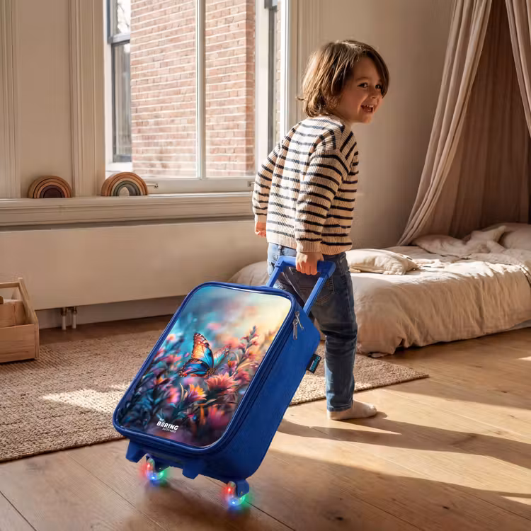 Vlinder flowers Kinderkoffer - Blauw klein -sfeer1