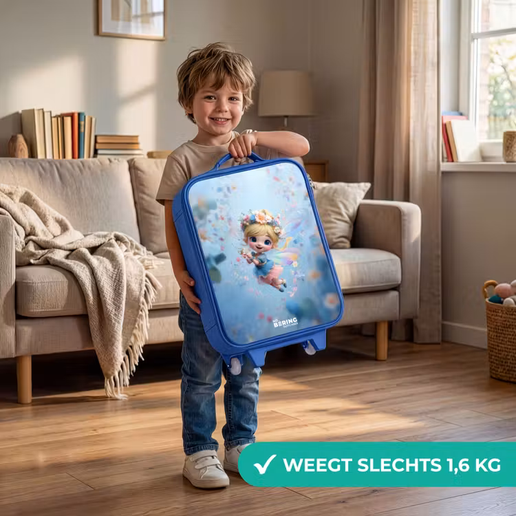 Vlinderfee in Bloemenlucht Kinderkoffer - Blauw klein -sfeer2_NL