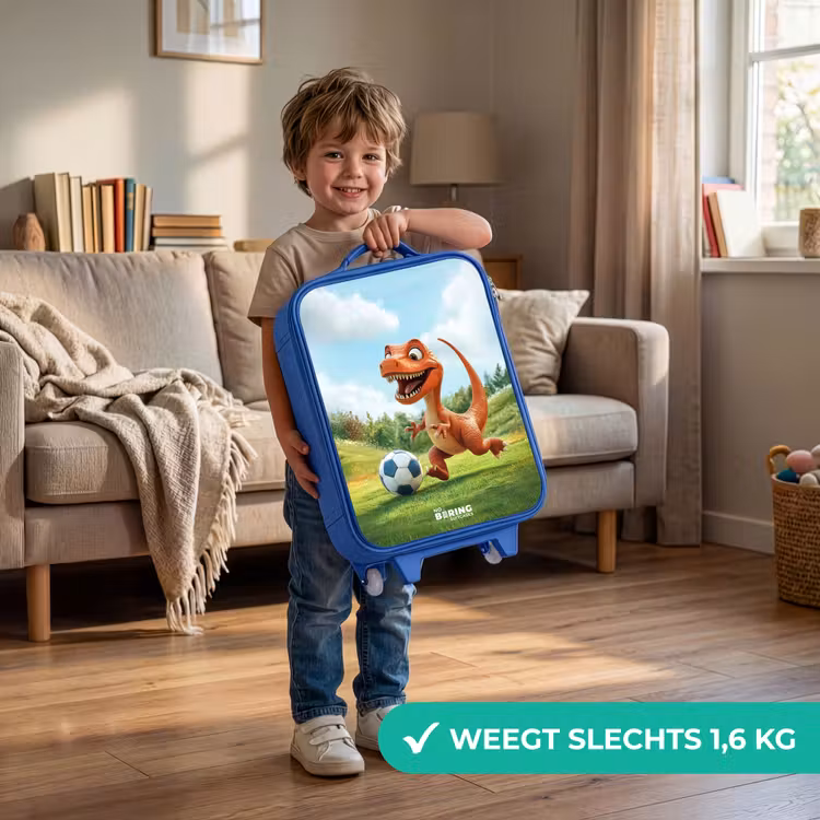 Voetbal - Dino - Sport Kinderkoffer - Blauw klein -sfeer2_NL