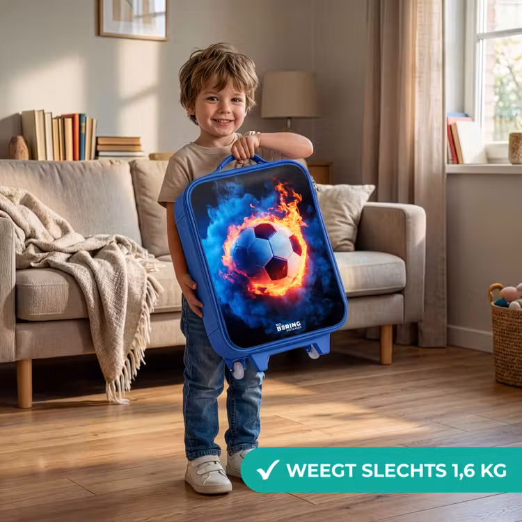 Voetbal in vuur en ijs Kinderkoffer - Blauw klein -sfeer2_NL