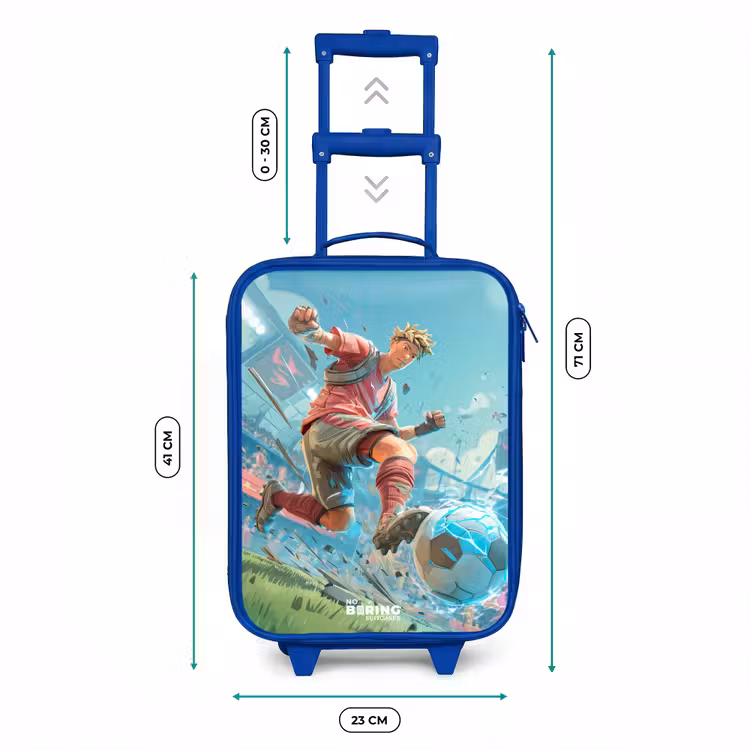 Voetbal - Jongen - Stadion - Elektrisch Kinderkoffer - Blauw klein -productfoto_formaten