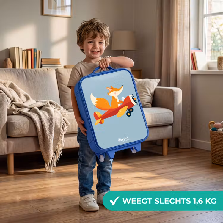 Vos - Vliegtuig - Vliegen Kinderkoffer - Blauw klein -sfeer2_NL