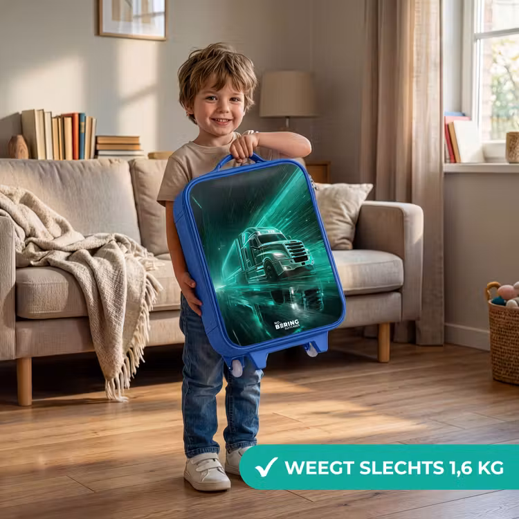 Vrachtwagen - Neon - Groen - Stad Kinderkoffer - Blauw klein -sfeer2_NL