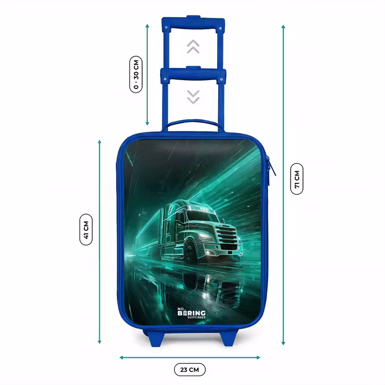 Vrachtwagen - Neon - Groen - Stad Kinderkoffer - Blauw klein -productfoto_formaten