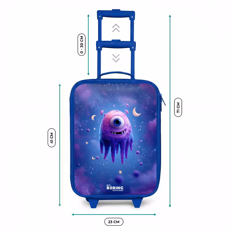 Vrolijk paarsoog in de ruimte Kinderkoffer - Blauw klein -productfoto_formaten