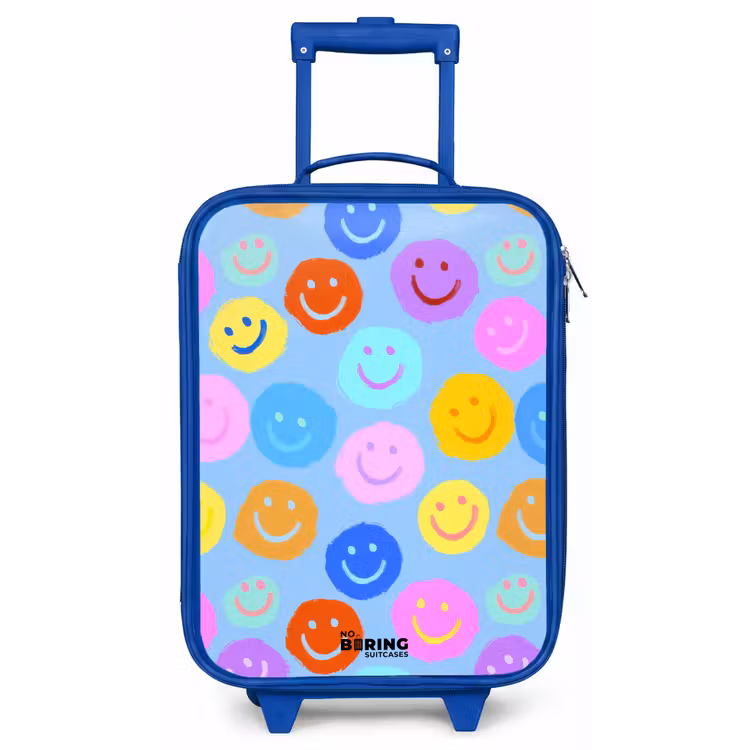 Vrolijk patroon van smileys Kinderkoffer - Blauw klein -zz3dotto