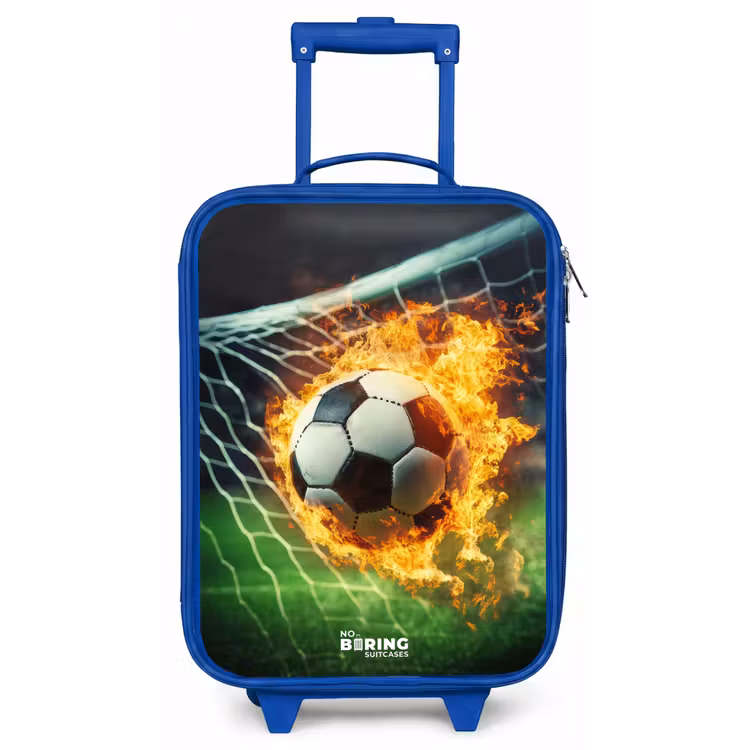 Vuurvoetbal in doelnet vastgelegd Kinderkoffer - Blauw klein -zz3dotto
