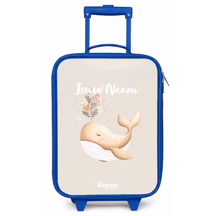 Walvis in pastel beige kleuren Kinderkoffer - Blauw klein -zz3dotto