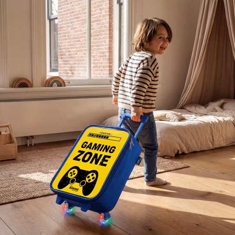 Zwart-geel met gaming zone Kinderkoffer - Blauw klein -sfeer1
