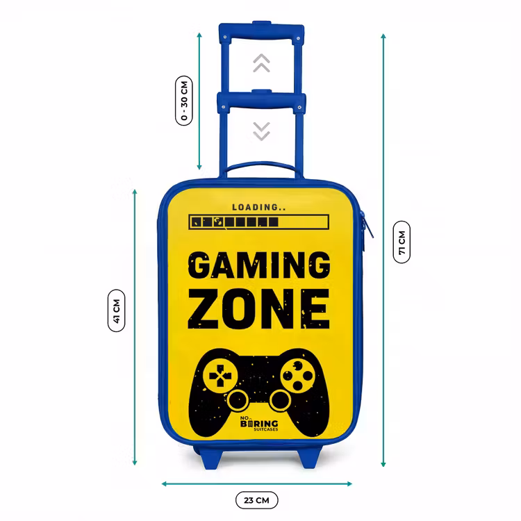 Zwart-geel met gaming zone Kinderkoffer - Blauw klein -productfoto_formaten