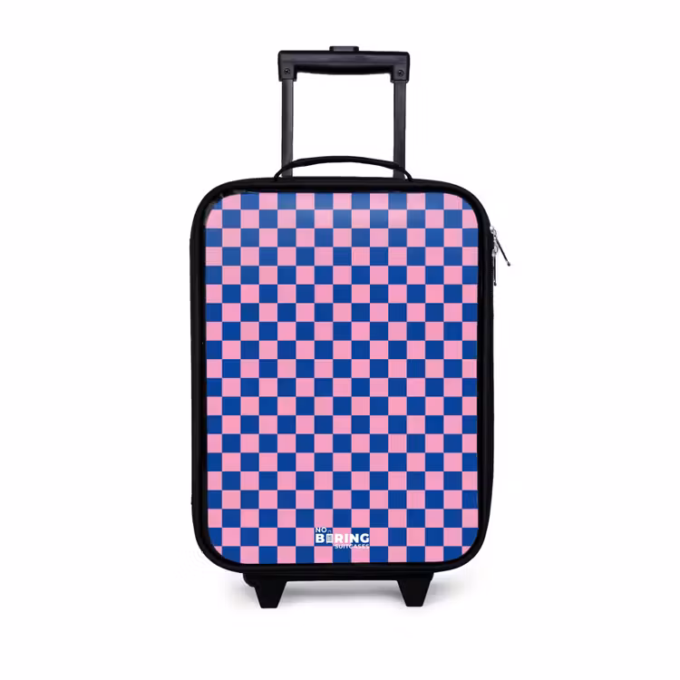 Blokjes - Blauw - Roze Kinderkoffer - Zwart klein -3d