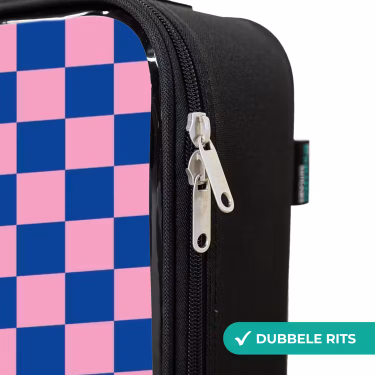 Blokjes - Blauw - Roze Kinderkoffer - Zwart klein -rits_NL