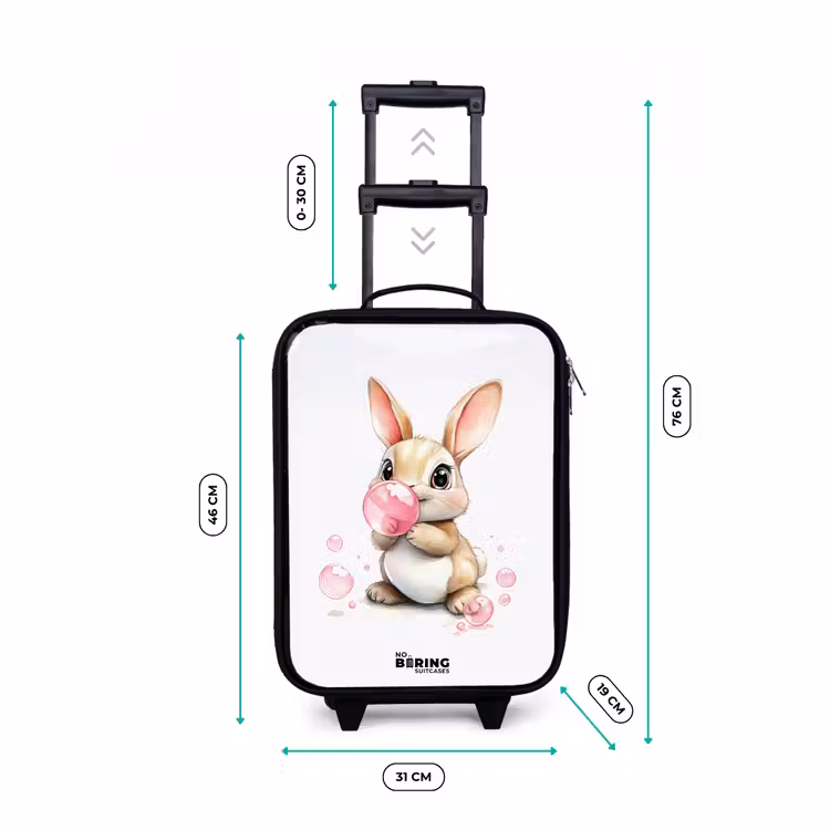 Bruin konijntje met roze bellen Kinderkoffer - Zwart klein -productfoto_formaten