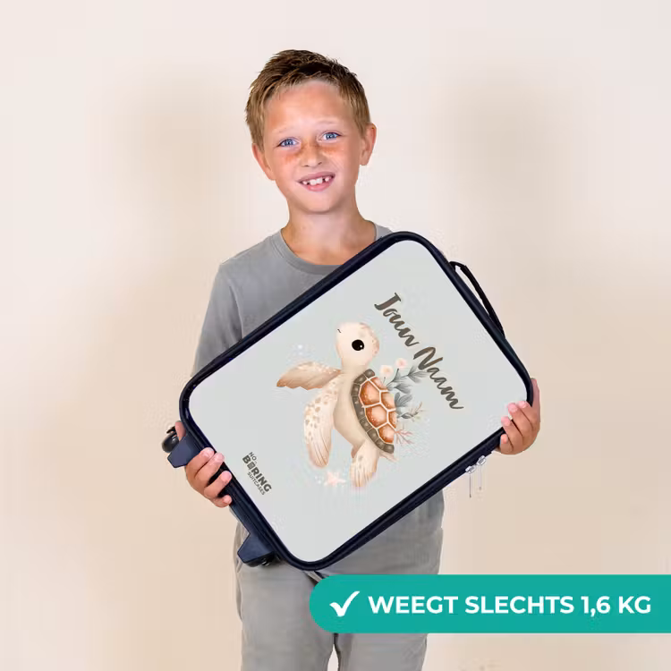 Bruine zeeschildpad in pastel onderwaterwereld Kinderkoffer - Zwart klein -sfeer4_NL