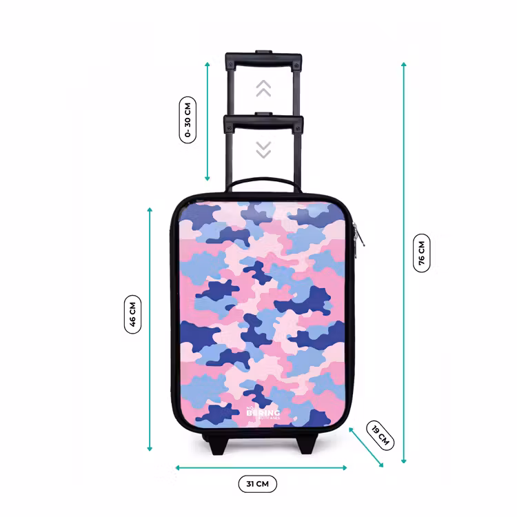 Camouflage - Roze - Blauw Kinderkoffer - Zwart klein -productfoto_formaten