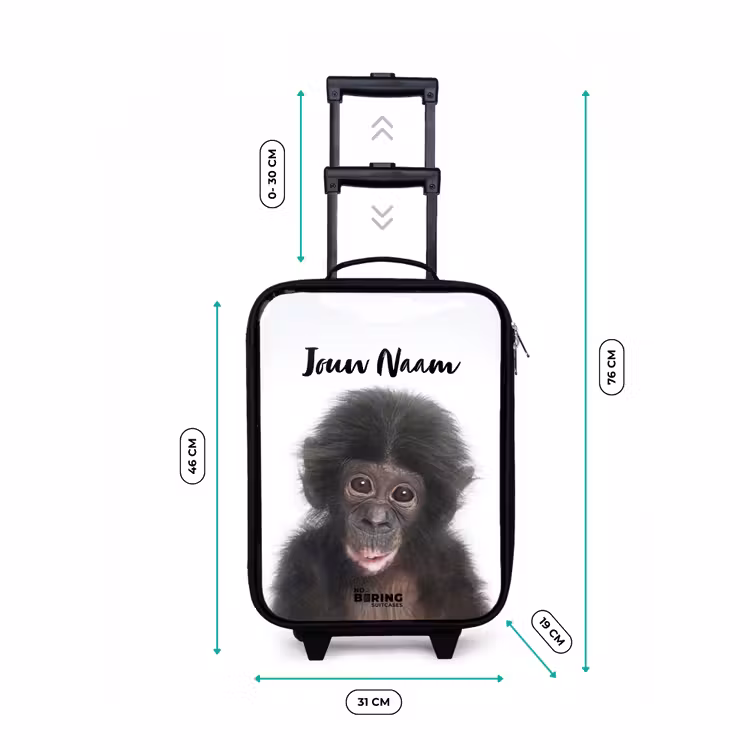Charlie Chimp Kinderkoffer - Zwart klein -productfoto_formaten