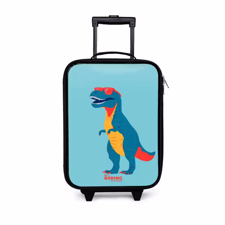 Coole T. rex met zonnebril Kinderkoffer - Zwart klein -3d