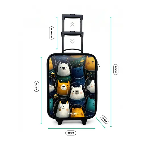 Dieren - Sterren - Planeten - Astronaut Kinderkoffer - Zwart klein -productfoto_formaten