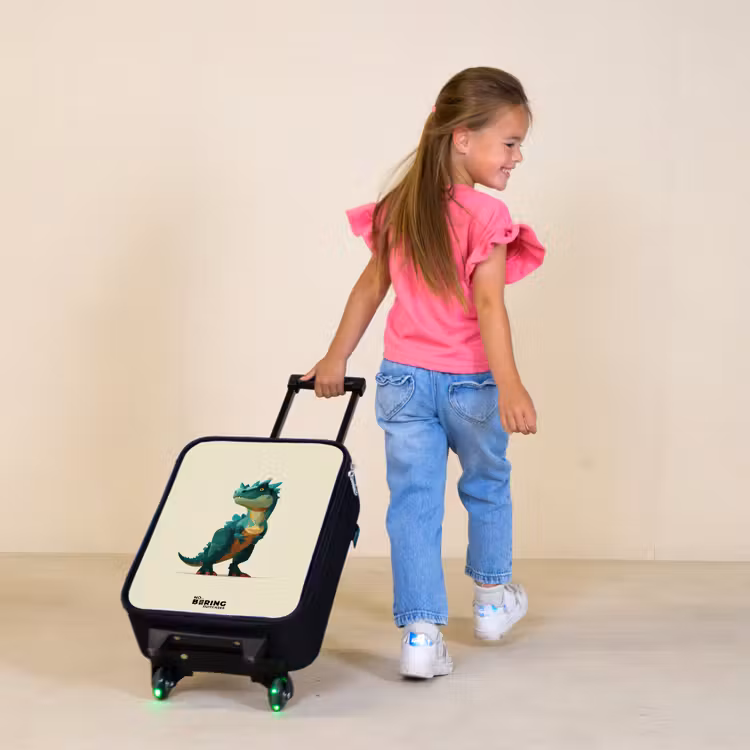 Dino - Dier - Groen Kinderkoffer - Zwart klein -sfeer1