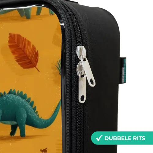 Dino - Dieren - Patroon Kinderkoffer - Zwart klein -rits_NL