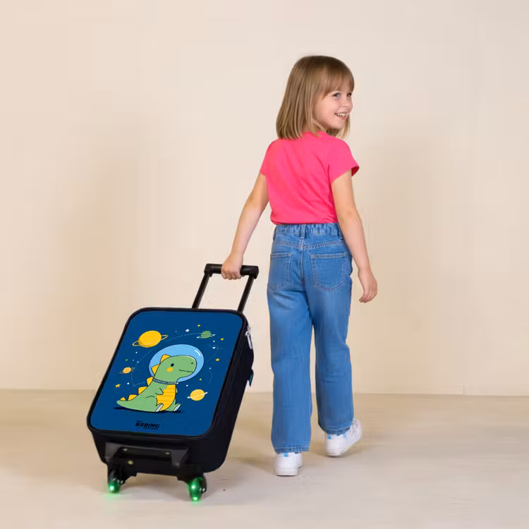 Dino - Planeet - Ster - Blauw Kinderkoffer - Zwart klein -sfeer1
