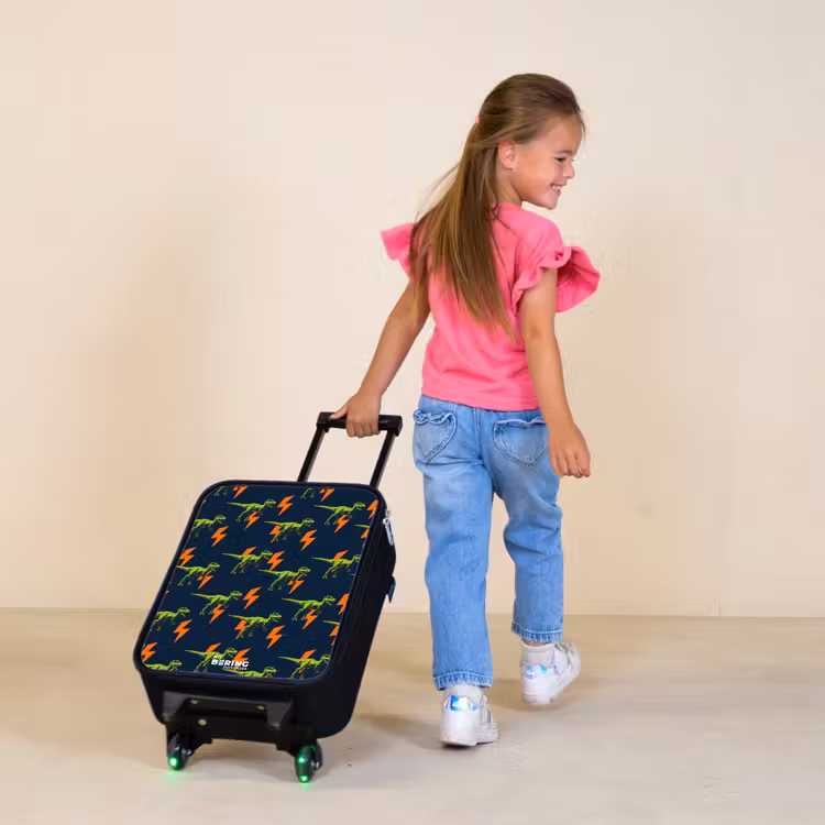 Dinos - Bliksem - Dieren - Blauw Kinderkoffer - Zwart klein -sfeer1