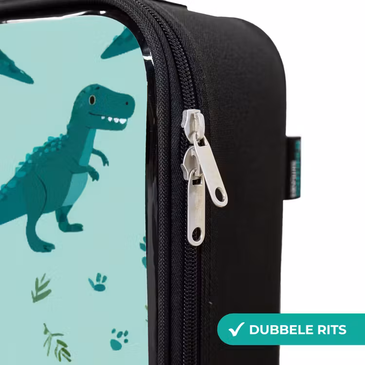 Dinos - Patroon - Groen Kinderkoffer - Zwart klein -rits_NL