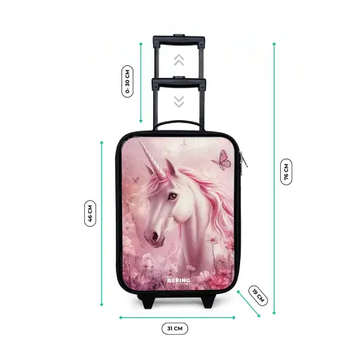 Eenhoorn - Roze - Vlinders - Bloemen Kinderkoffer - Zwart klein -productfoto_formaten