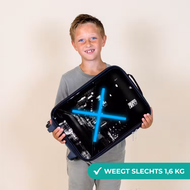 Felblauwe kruis in een nachtelijke scène Kinderkoffer - Zwart klein -sfeer4_NL