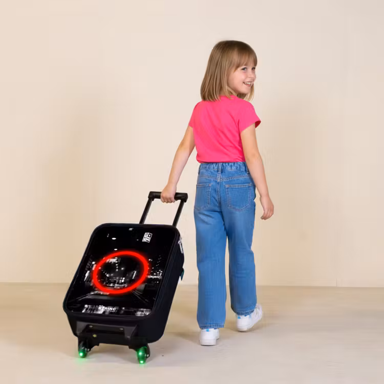 Felrode cirkel boven een stadsstraat Kinderkoffer - Zwart klein -sfeer1