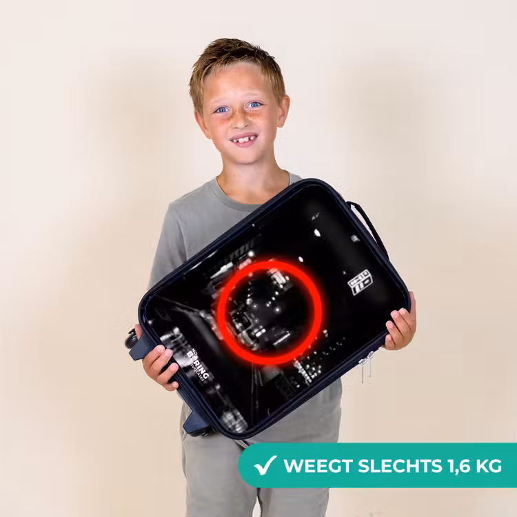 Felrode cirkel boven een stadsstraat Kinderkoffer - Zwart klein -sfeer4_NL
