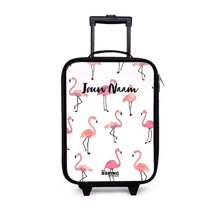 Flamingo feestje Kinderkoffer - Zwart klein -3d